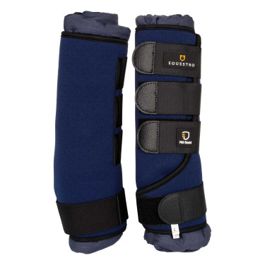 Guêtres de repos en néoprène/coton Equestro par 2 Marine Guêtres de repos en néoprène/coton Equestro par 2 Marine