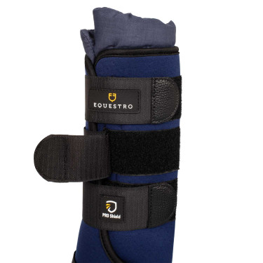 Guêtres de repos en néoprène/coton Equestro par 2 Marine Guêtres de repos en néoprène/coton Equestro par 2 Marine