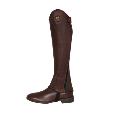 Unisex mini-chaps van soepel leer met zijrits Magellano Equestro Bruin