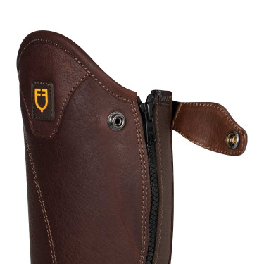 Unisex mini-chaps van soepel leer met zijrits Magellano Equestro Bruin