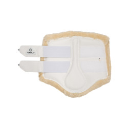 Guêtres avant en cuir écologique avec fourrure synthétique et double velcro Acavallo Blanc