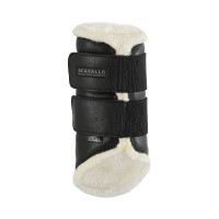 Guêtres avant en cuir écologique avec double fermeture velcro Acavallo Noir Guêtres avant en cuir écologique avec double fermeture velcro Acavallo Noir