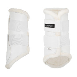 Voorste peesbeschermers van ecologisch leer met dubbele klittenbandsluiting Acavallo Wit