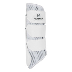 Achterbeenbeschermers van geperforeerd neopreen met driedubbele klittenband Acavallo Wit