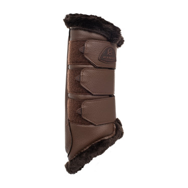 Guêtres arrière en cuir synthétique avec triple velcro Acavallo Marron foncé