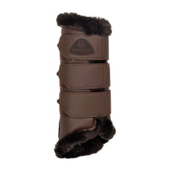Guêtres arrière en cuir synthétique avec triple velcro Acavallo Marron foncé