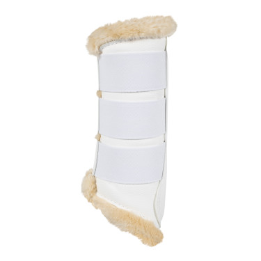 Achterste beenbeschermers van synthetisch leer met drievoudig klittenband Acavallo Wit