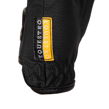 Unisex handschoenen van zacht synthetisch leer met klittenbandsluiting Equestro Zwart