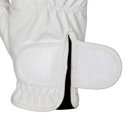Gants unisex en cuir synthétique doux avec fermeture velcro Equestro Blanc