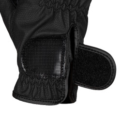 Gants femme en tissu technique doux avec logo en strass Equestro Noir