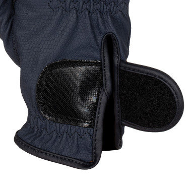 Dameshandschoenen van zacht technisch materiaal met strasslogo Equestro Marine Marineblauw