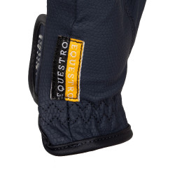 Gants femme en tissu technique doux avec logo en strass Equestro Marine Bleu marine