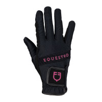 Technische stoffen handschoenen met meerkleurig logo Equestro Zwart / fuchsia