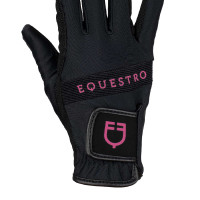 Technische stoffen handschoenen met meerkleurig logo Equestro Zwart / fuchsia