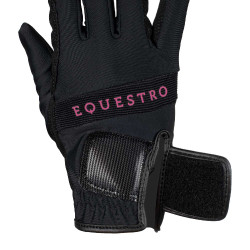 Gants en tissu technique avec logo multicolore Equestro Noir / fuchsia Gants en tissu technique avec logo multicolore Equestro Noir / fuchsia