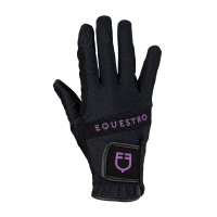 Gants en tissu technique avec logo multicolore Equestro Noir / blanc