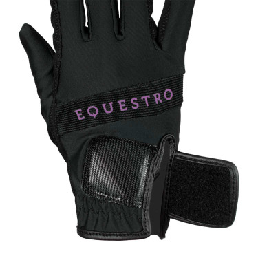 Gants en tissu technique avec logo multicolore Equestro Noir / violet