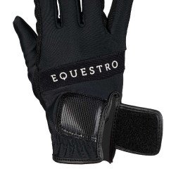 Gants en tissu technique avec logo multicolore Equestro Noir / blanc Gants en tissu technique avec logo multicolore Equestro Noir / blanc