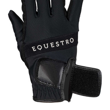 Gants en tissu technique avec logo multicolore Equestro Noir / blanc Gants en tissu technique avec logo multicolore Equestro Noir / blanc