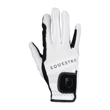 Gants en tissu technique avec logo multicolore Equestro Blanc / noir Gants en tissu technique avec logo multicolore Equestro Blanc / noir