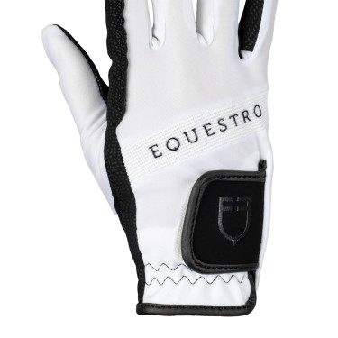 Gants en tissu technique avec logo multicolore Equestro Blanc / noir Gants en tissu technique avec logo multicolore Equestro Blanc / noir