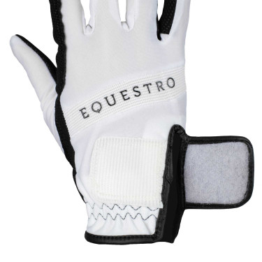 Technische stoffen handschoenen met meerkleurig logo Equestro Wit / zwart Technische stoffen handschoenen met meerkleurig logo Equestro Wit / zwart