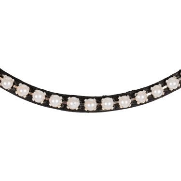 Frontal en cuir de veau avec perles Acavallo Noir / blanc