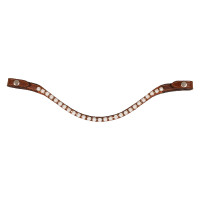 Voorhoofdband van kalfsleer met parels Acavallo Cognac / wit Voorhoofdband van kalfsleer met parels Acavallo Cognac / wit