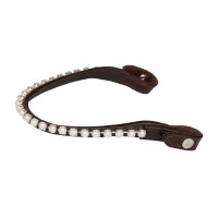 Voorhoofdband van kalfsleer met parels Acavallo Donkerbruin / wit