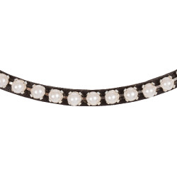 Frontal en cuir de veau avec perles Acavallo Marron foncé / blanc