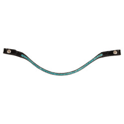 Frontal en cuir de veau avec cristaux ronds Acavallo Noir / aquamarine Frontal en cuir de veau avec cristaux ronds Acavallo Noir / aquamarine