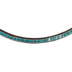 Frontdeel van kalfsleer met ronde kristallen Acavallo Donkerbruin / aquamarijn