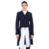 Frac de dressage de concours femme en tissu technique Equestro Marine Bleu marine