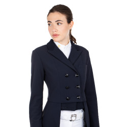 Frac de dressage de concours femme en tissu technique Equestro Marine Bleu marine