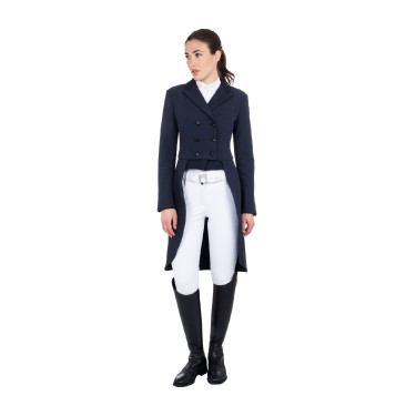 Frac de dressage de concours femme en tissu technique Equestro Marine Bleu marine