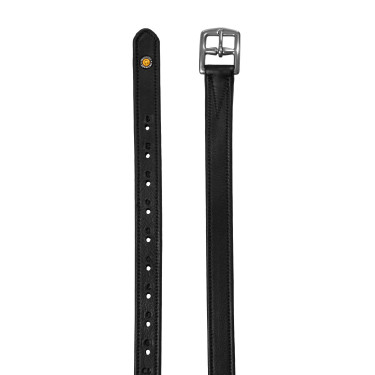 Lederen dubbele stijgbeugelriemen met gebogen gespen Equestro Zwart