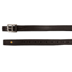 Lederen dubbele stijgbeugelriemen met gebogen gespen Equestro Donkerbruin