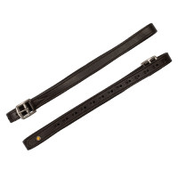 Lederen dubbele stijgbeugelriemen met gebogen gespen Equestro Donkerbruin