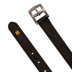 Étrivières en cuir double avec boucles courbées Equestro Marron foncé Étrivières en cuir double avec boucles courbées Equestro Marron foncé