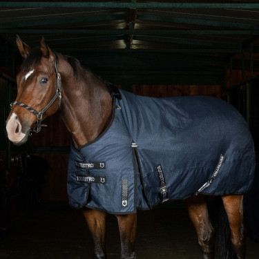 Paddockdeken 500g in ripstop-stof model Alberta Equestro Marine Marineblauw