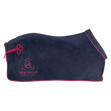 Fleece boxdeken met gewatteerde kraag 800g Acavallo Marine / bordeaux Blauw