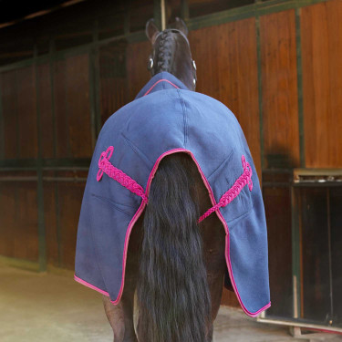 Couverture de box en polaire avec col rembourré 800g Acavallo Marine / bordeaux Bleu