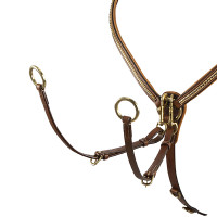 Collier de chasse en cuir avec clincher en laiton Equestro Cognac Marron