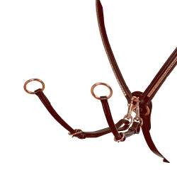 Collier de chasse avec clincher et fourche en cuir or rose Equestro Marron foncé