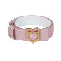 Omkeerbare gladde leren riem met Equestro-logogesp Or / rose-blanc