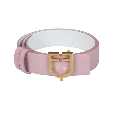 Omkeerbare gladde leren riem met Equestro-logogesp Goud / roze-wit
