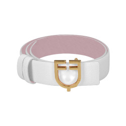 Ceinture en cuir lisse réversible avec boucle logo Equestro Or / rose-blanc