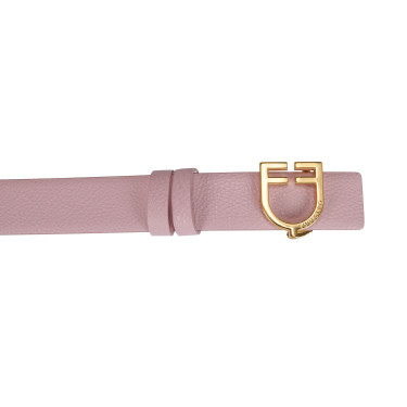 Ceinture en cuir lisse réversible avec boucle logo Equestro Or / rose-blanc