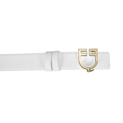 Ceinture en cuir lisse réversible avec boucle logo Equestro Or / rose-blanc