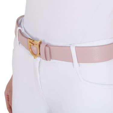 Ceinture en cuir lisse réversible avec boucle logo Equestro Or / rose-blanc